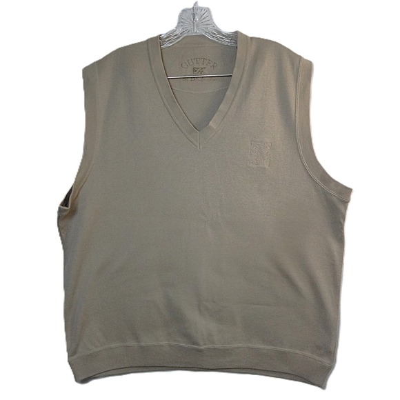 Cutter & Buck Vest Tan Sleeveless V-Neck Golf Sweater Casual Layering-Sz XL - Picture 1 of 5